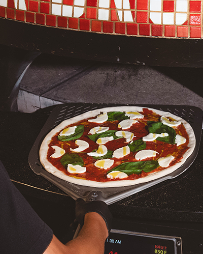 Baking pizza